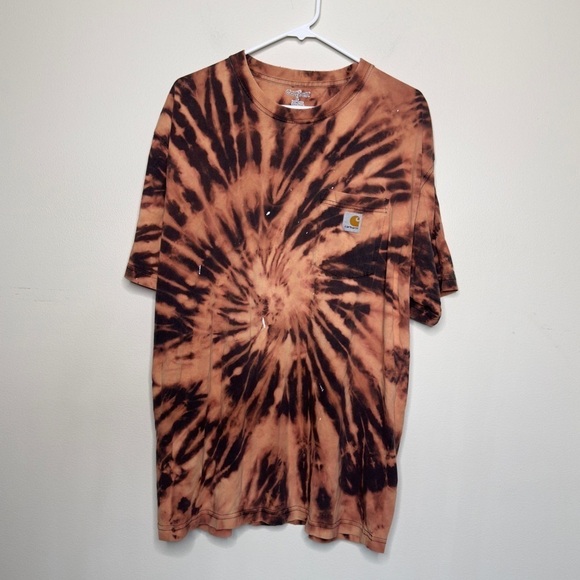 Carhartt Bleach Tie Dye Pocket Tee Oversized T-Shirt Upcycled Casual - Picture 1 of 3